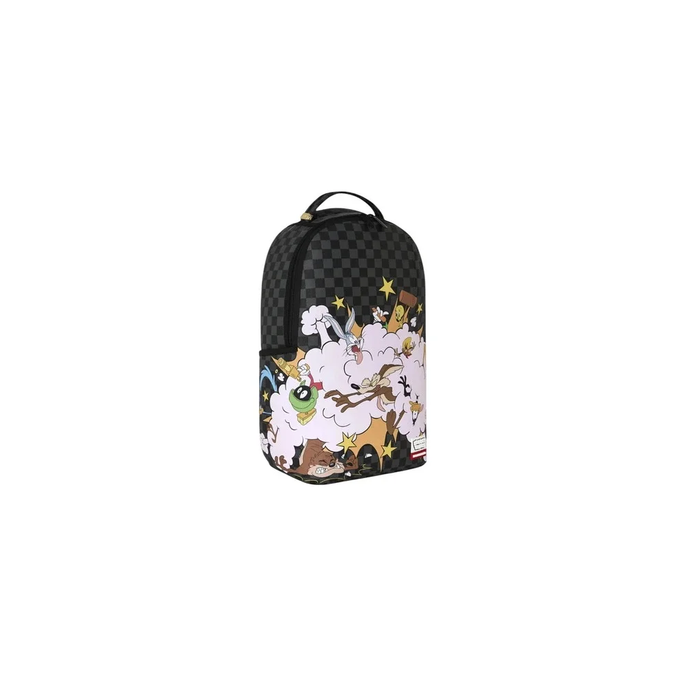 Sprayground Looney Tunes Fight Cloud Backpack Checkered Grey Black Mens New